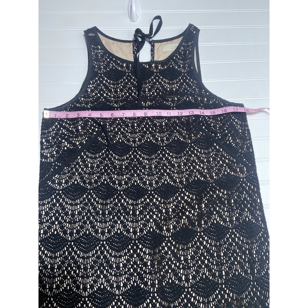 Ann Taylor LOFT Dress Size 6 Black Crocheted Lace Overlay Sleeveless Romantic - Picture 8 of 11